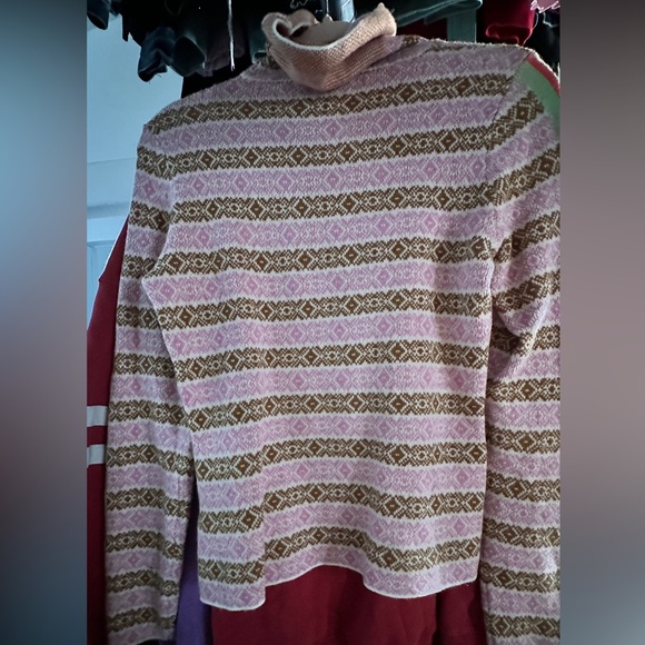 Maeve Pink and Brown Turtleneck Sweater - Picture 1 of 9